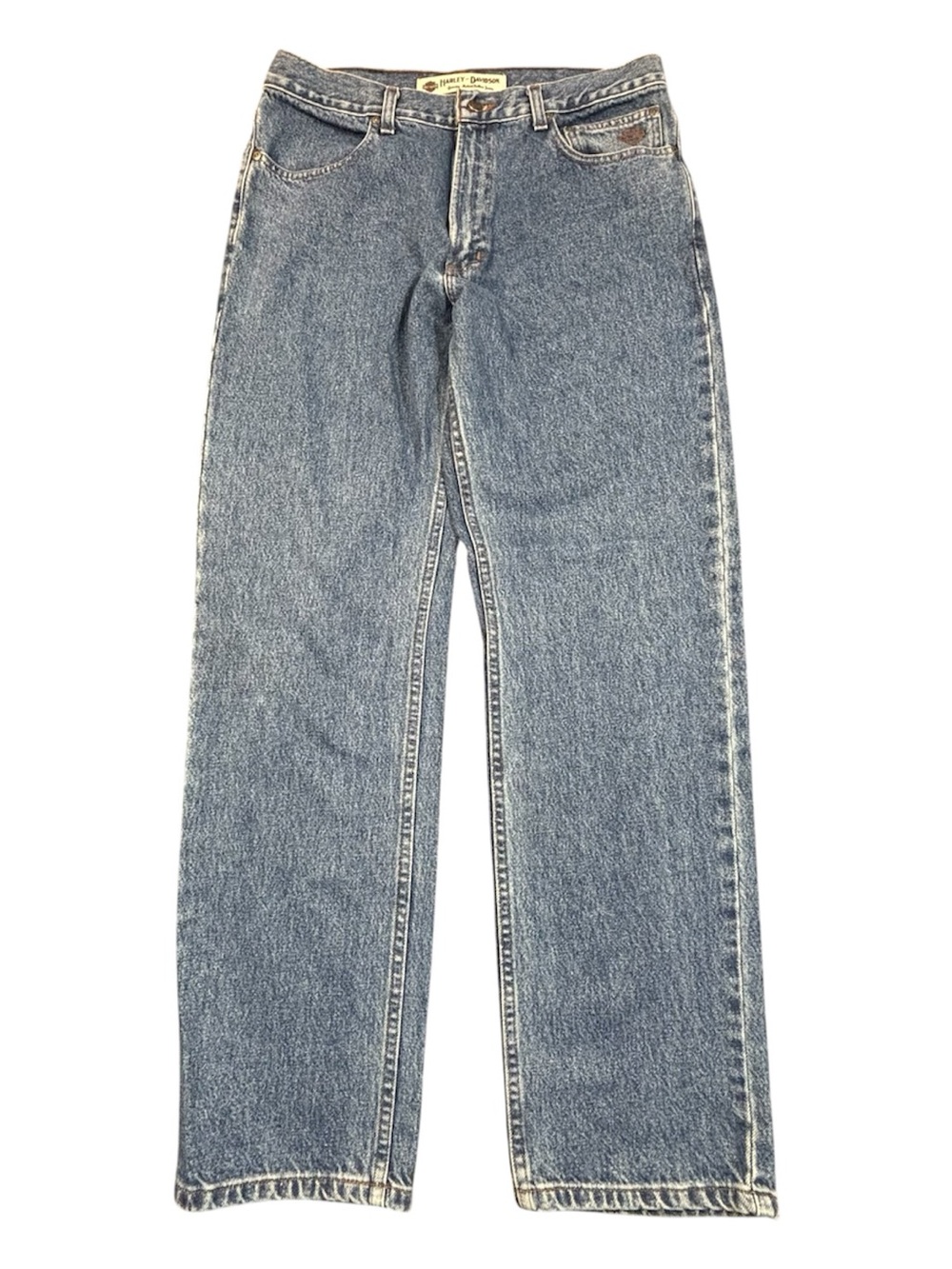 Harley Davidson Jeans Mens 34x32 Blue Denim Straight Leg Bar Shield Logo Pants